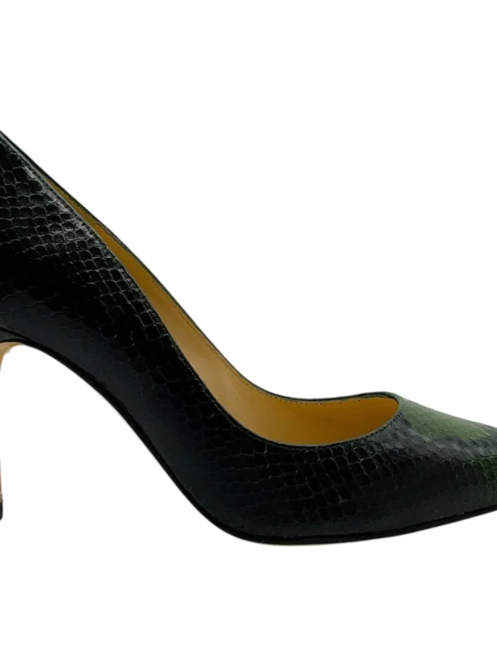 L'Agence Winter Moss Leather Snake Embossed Eloise Pumps